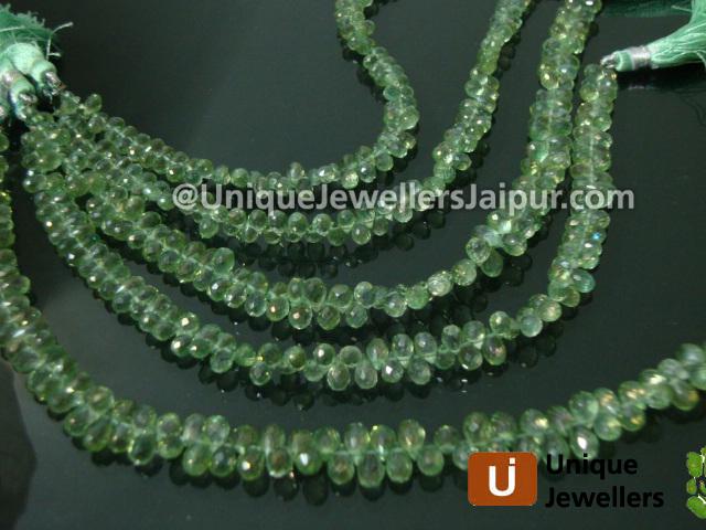 Green Quartz Faceted Drop Beads